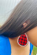 Buffalo Plaid Crystal Teardrop Earrings