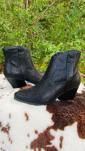 Rhinestone Western Black Boots