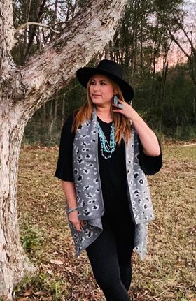 Gray Leopard Vest