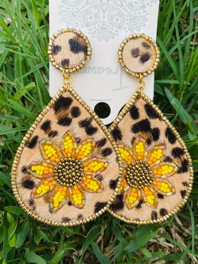 Sunflower Leopard Earrings