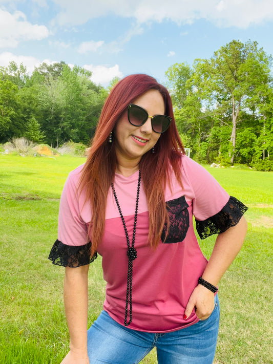 Lace Pink Top