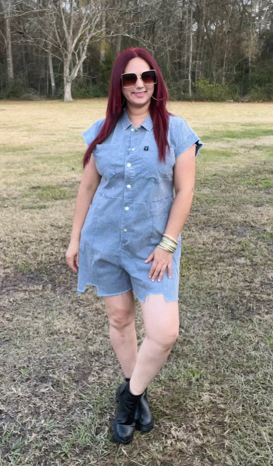 Mineral Wash Short Sleeved Romper