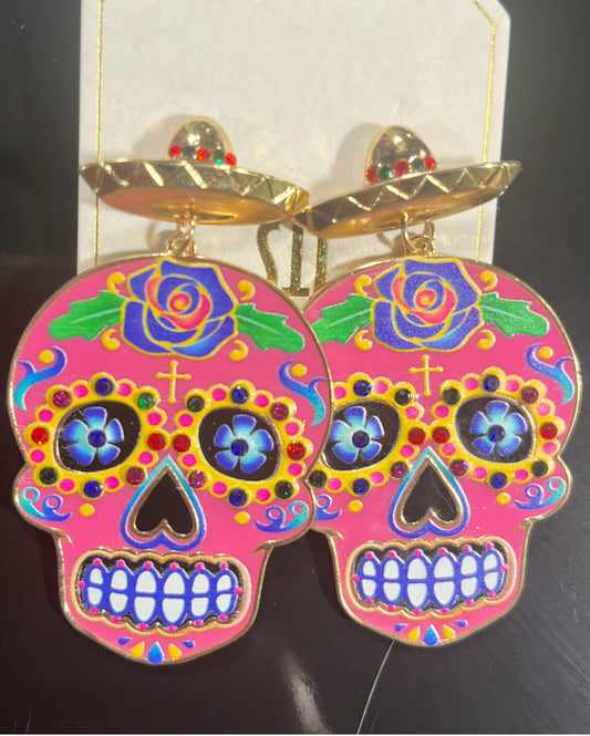 Skull Fuchsia Earrings