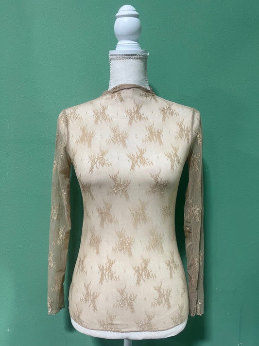 Beige Mesh Long Sleeve