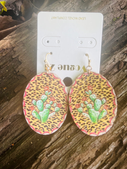 Leopard Cactus Earrings