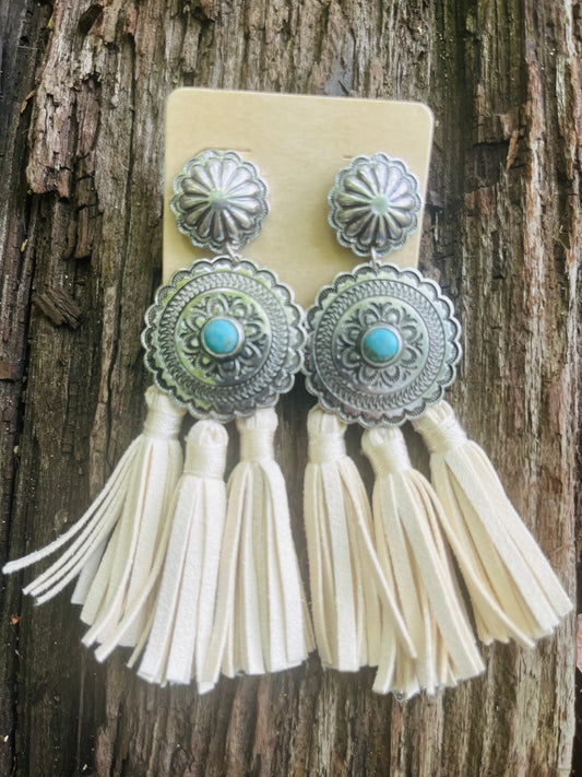 Concho with Tassel Earrings