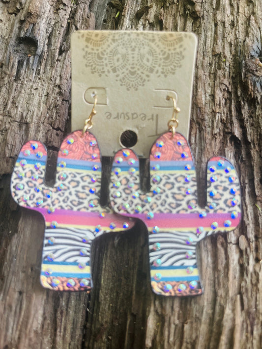 Leopard Cactus Earrings