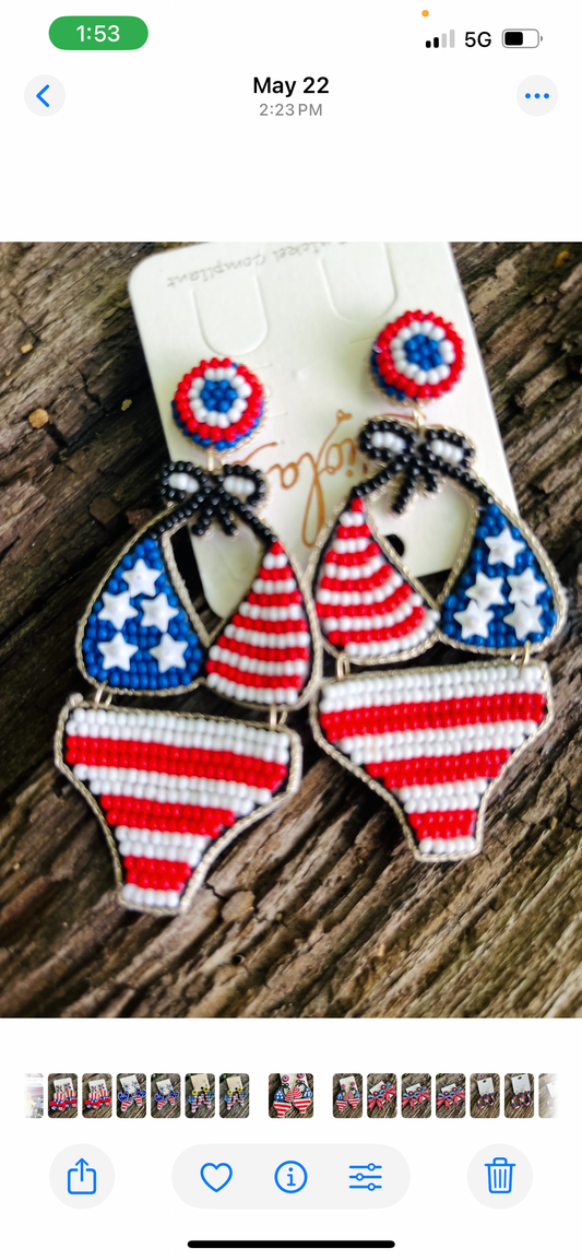 American Flag Bikini Earrings
