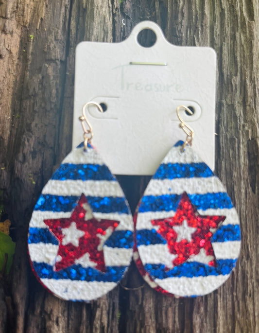 Oval American Star Earrings