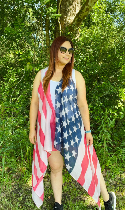 American Flag Kimono Sleeveless