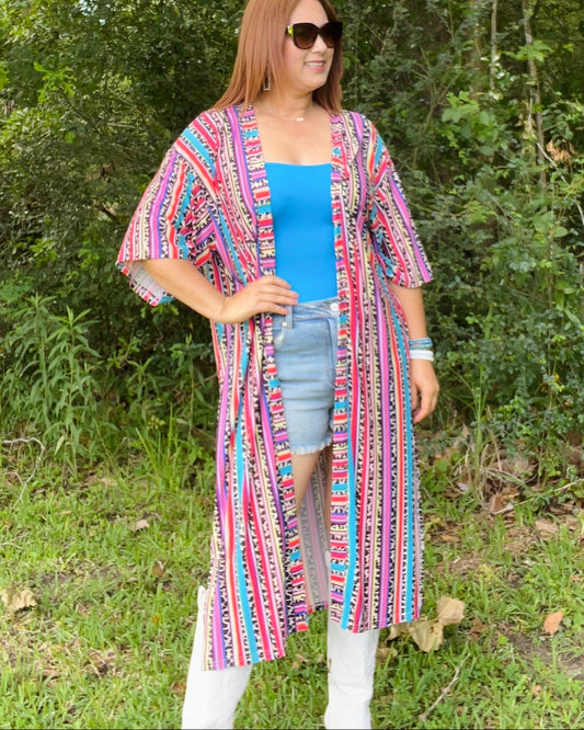 Serape Stripe Duster Kimono