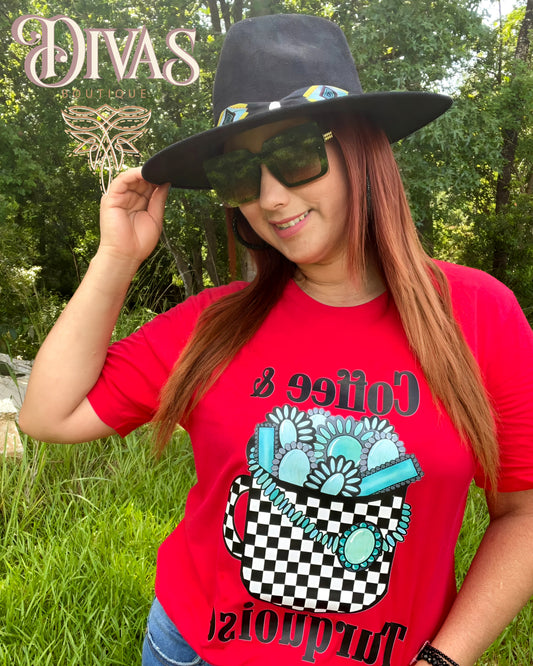 Coffee And Turquoise Tshirt