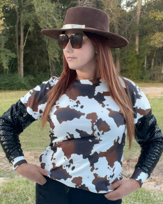Cow Sequin Blouse