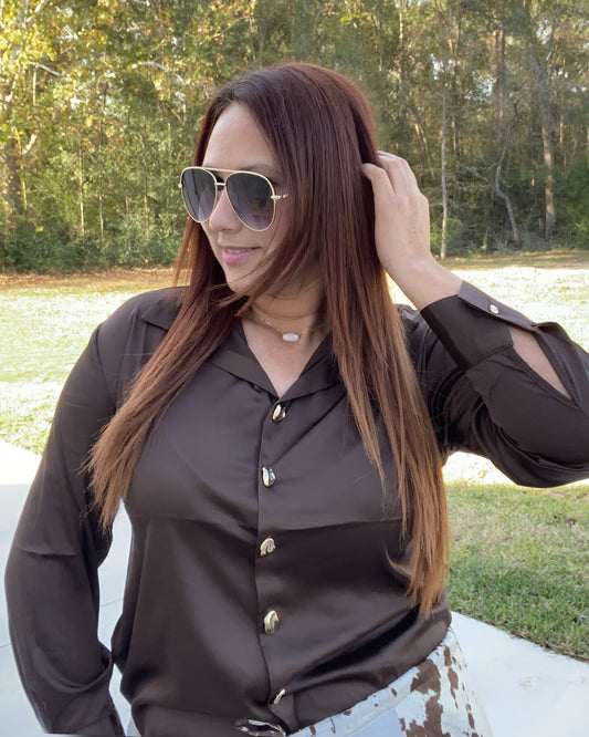 Brown Satin Blouse