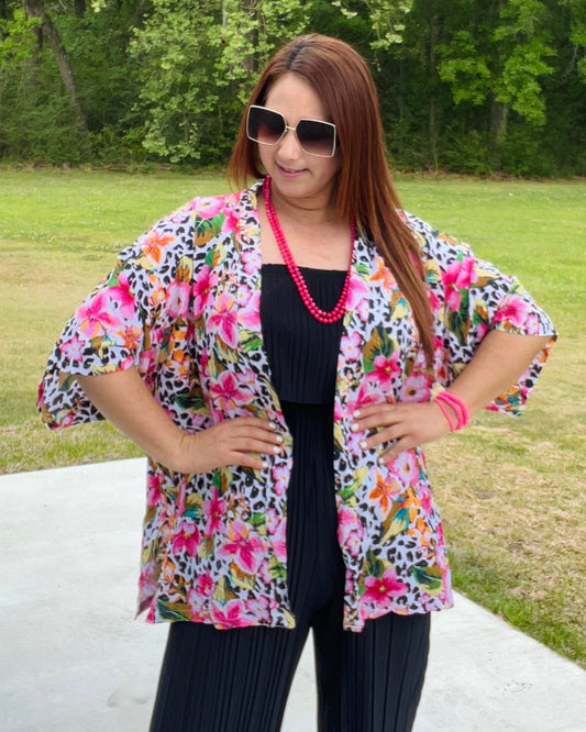 Leopard Floral Cardigan
