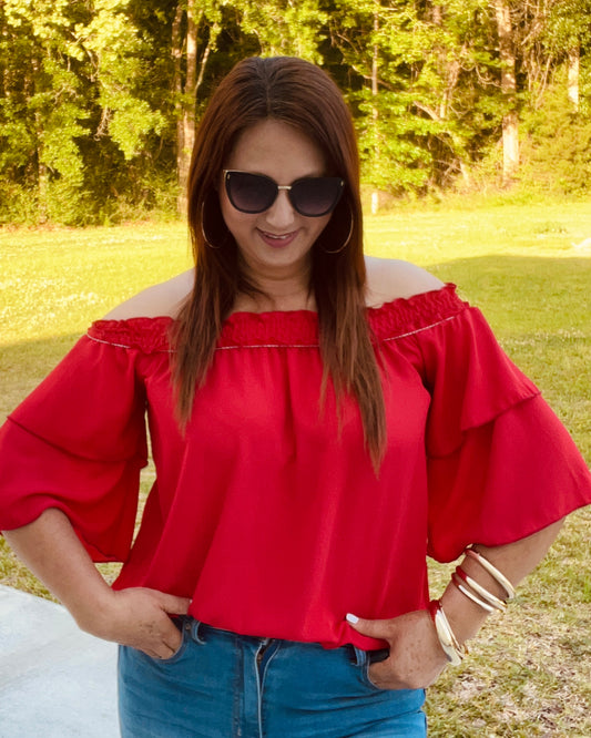 Off Shoulder  Ruffle Blouse