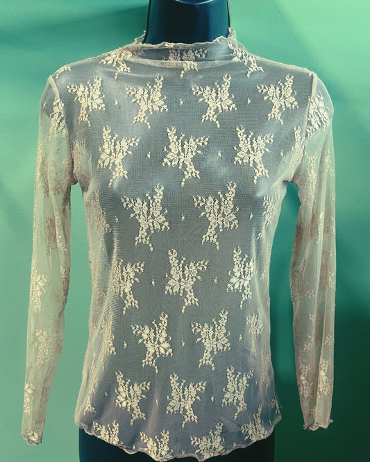 Sheer Lace Long Sleeve Top