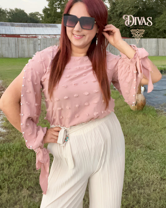 Blush Pearl Long Sleeve Blouse
