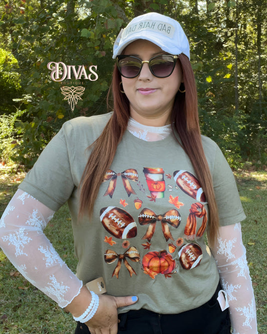 Football Pumpkin & Coffee Tshirt