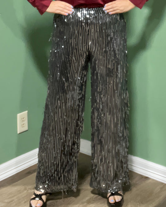 Black Sequined Trousers