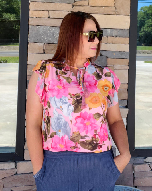 Diva Floral Ruffle Top