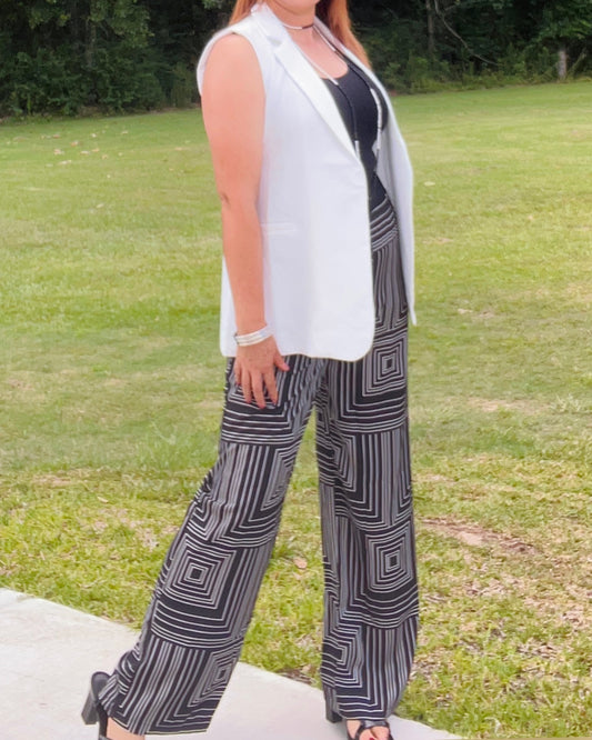 Black and White Wide Legs Pants
