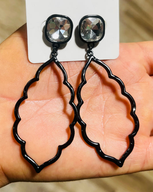 Silver and Black Earrings