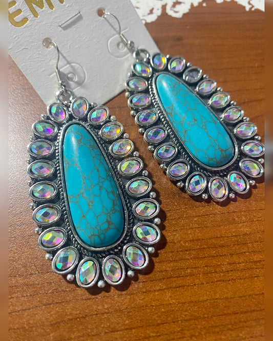 Rhinestone Blue Earrings