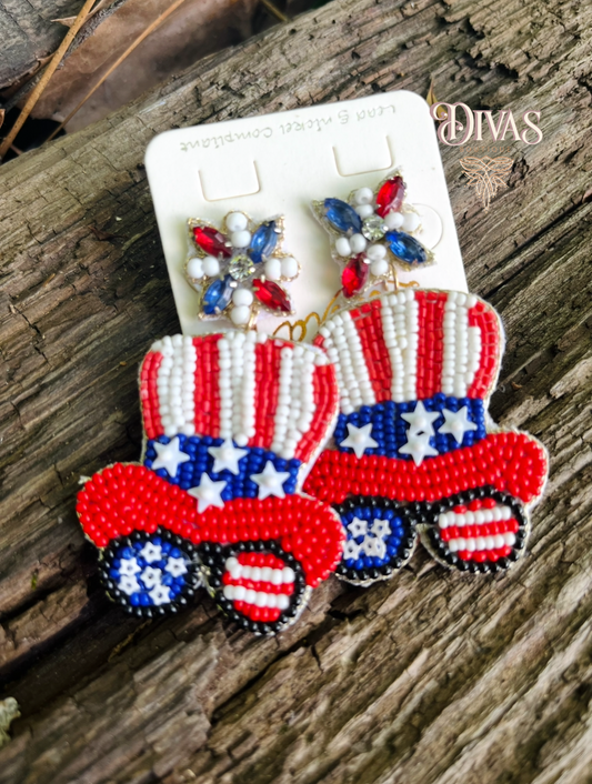 USA Hat Earrings